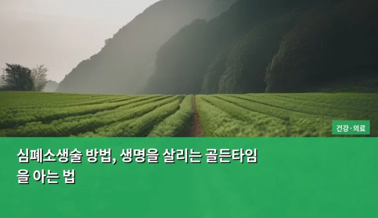 심폐소생술 방법, 생명을 살리는 골든타임을 아는 법