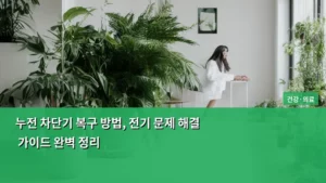 누전 차단기 복구 방법, 전기 문제 해결 가이드 완벽 정리