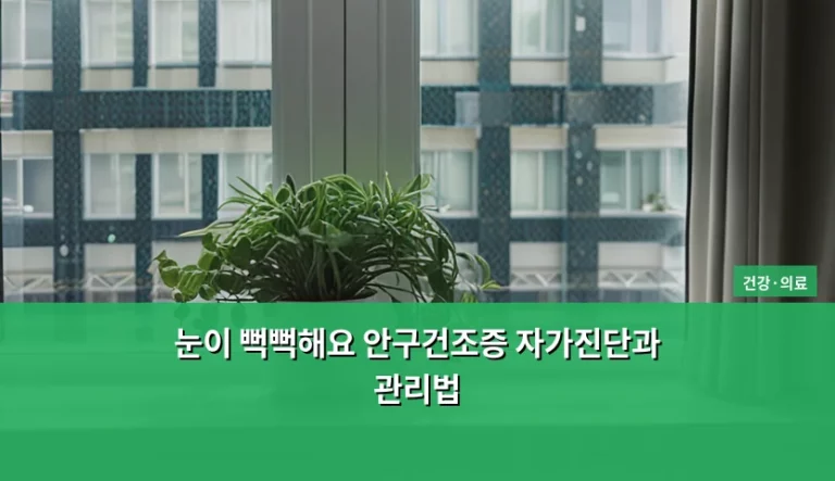 눈이 뻑뻑해요 안구건조증 자가진단과 관리법 총정리